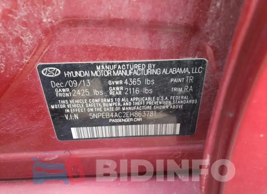 5NPEB4AC2EH863781 Photo# 10