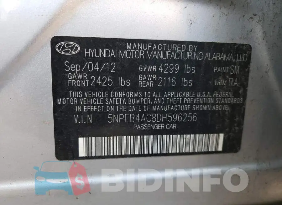 5NPEB4AC8DH596256 Photo# 12