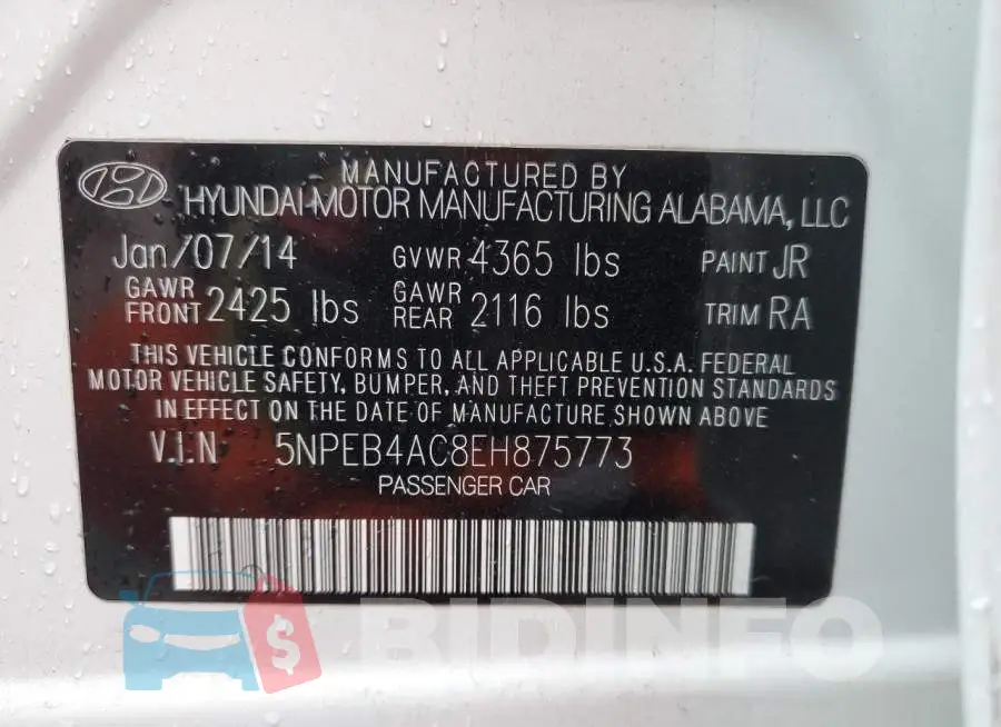 5NPEB4AC8EH875773 Photo# 10