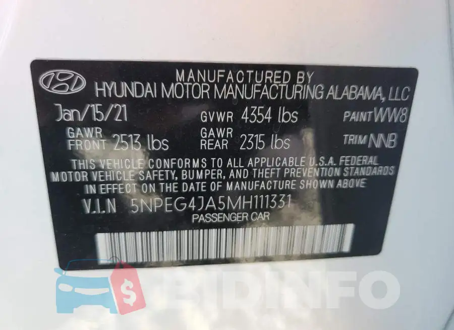 5NPEG4JA5MH111331 Photo# 10