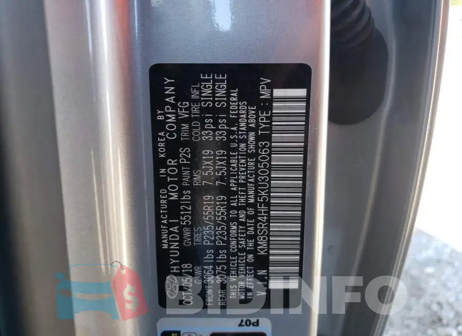 KM8SR4HF5KU305063 Photo# 10