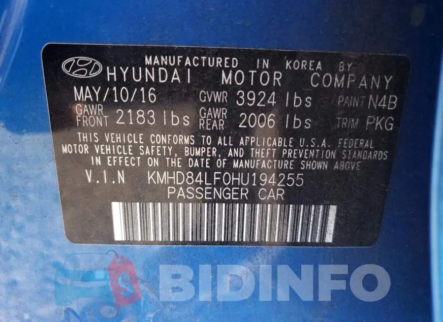 KMHD84LF0HU194255 Photo# 10