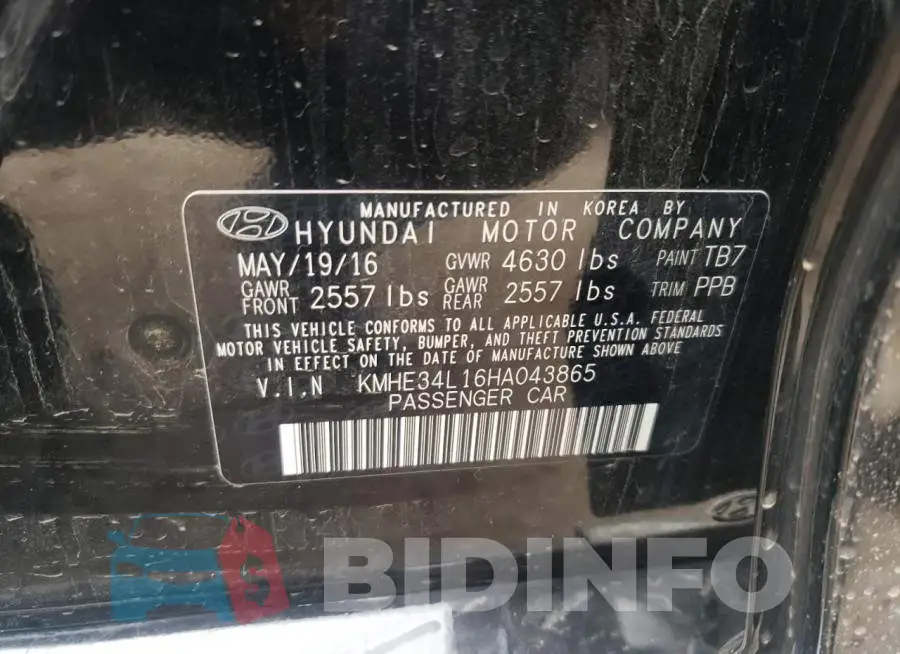 KMHE34L16HA043865 Photo# 10