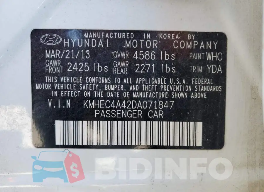 KMHEC4A42DA071847 Photo# 10