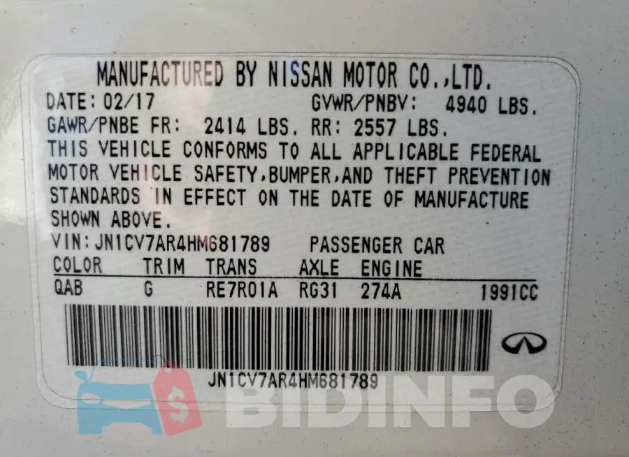 JN1CV7AR4HM681789 Photo# 10