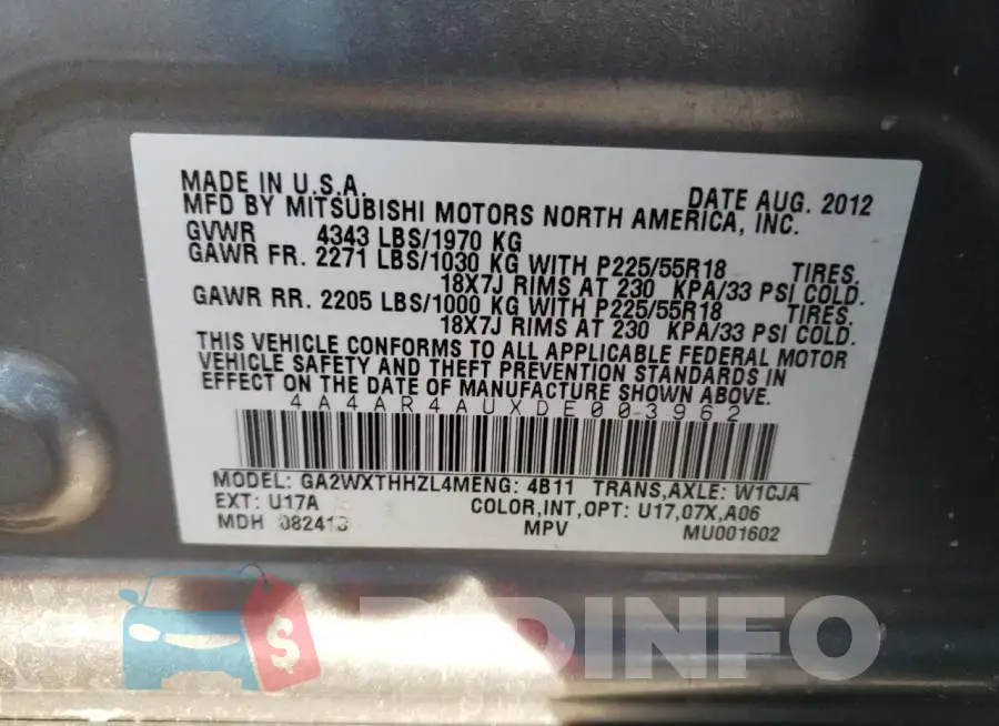4A4AR4AUXDE003962 Photo# 12