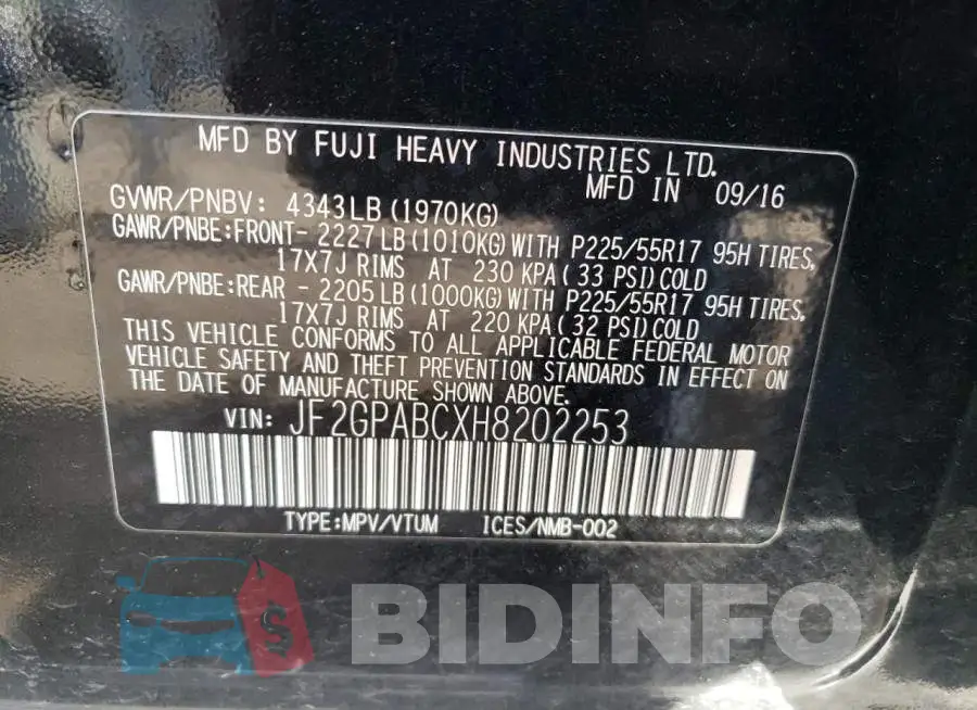 JF2GPABCXH8202253 Photo# 10
