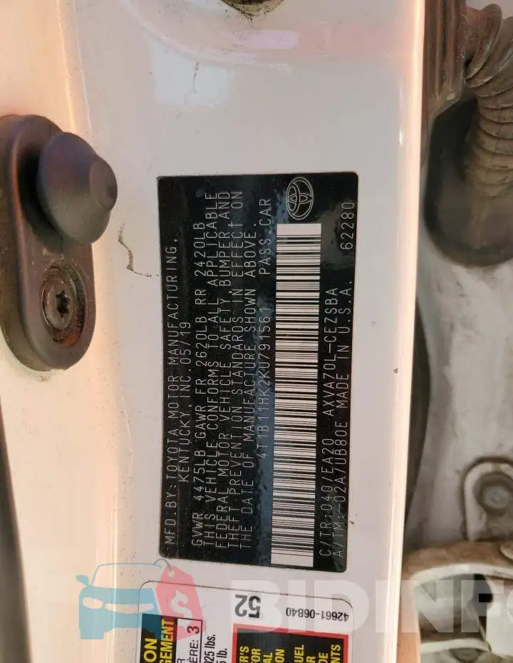 4T1B11HK2KU791561 Photo# 10