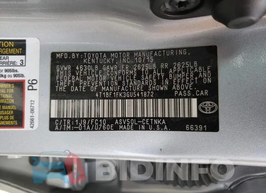 4T1BF1FK3GU541872 Photo# 13