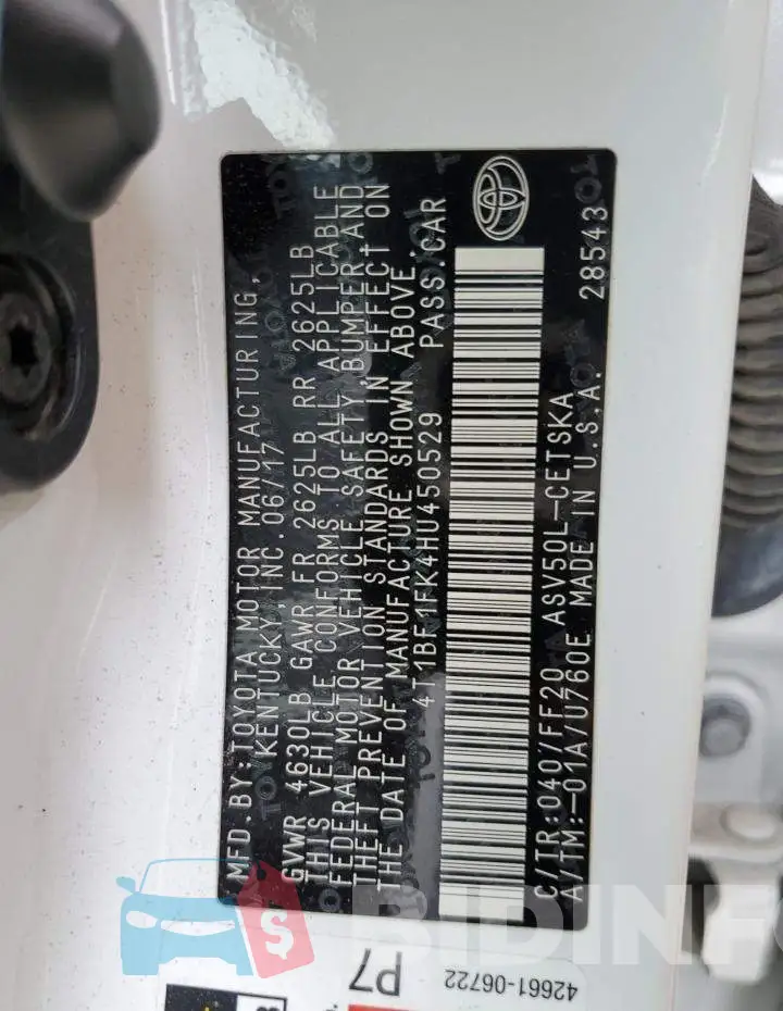 4T1BF1FK4HU450529 Photo# 10