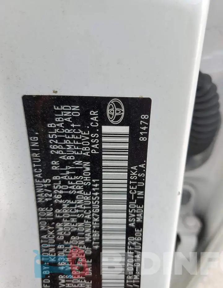 4T1BF1FK7GU554141 Photo# 12