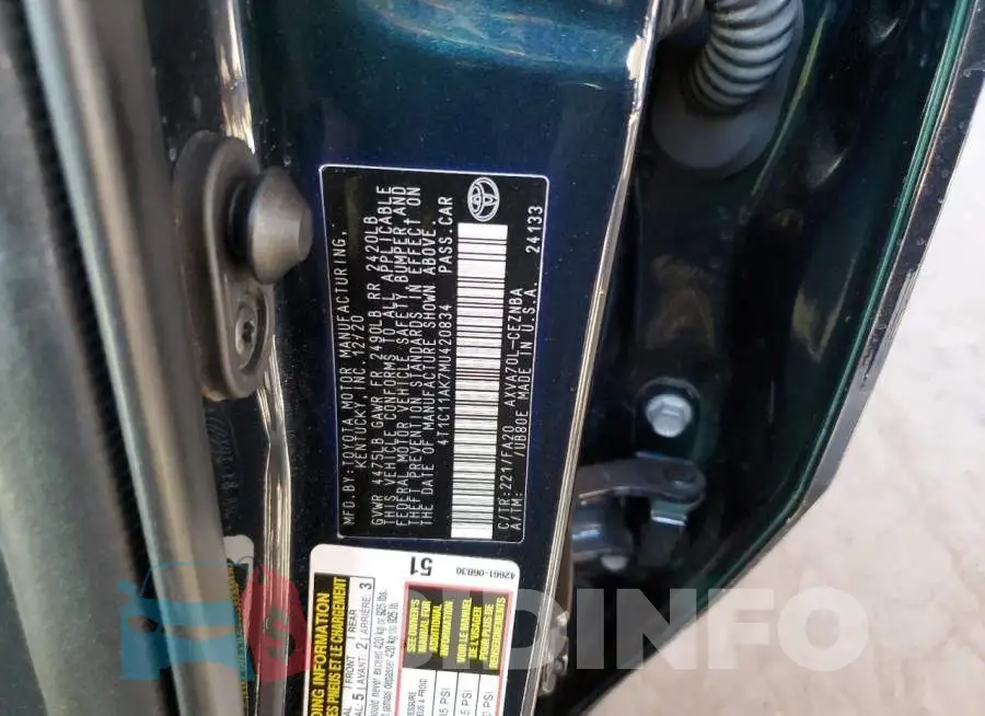 4T1C11AK7MU420834 Photo# 13