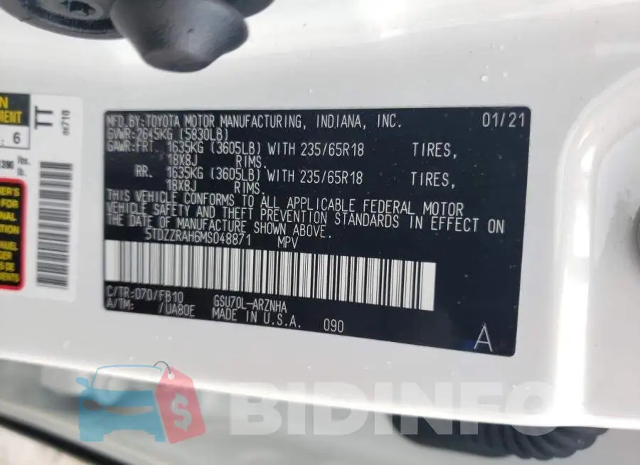 5TDZZRAH6MS048871 Photo# 10