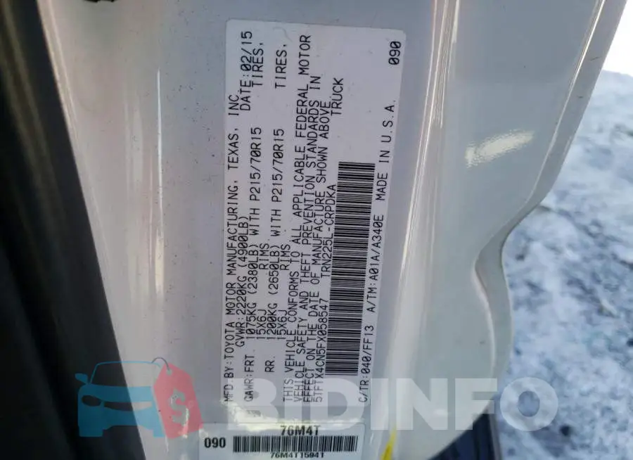 5TFTX4CN5FX058547 Photo# 12