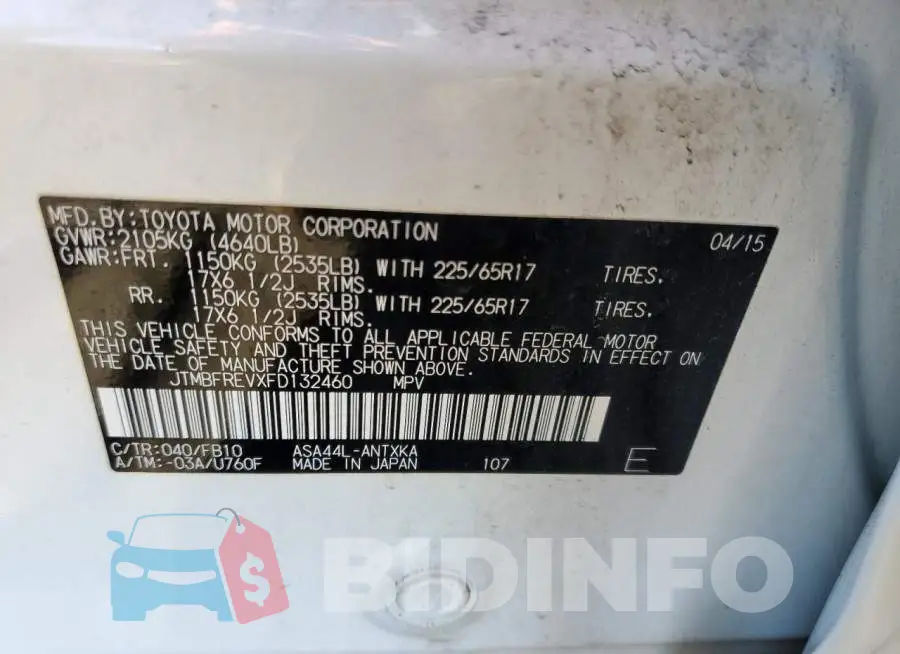 JTMBFREVXFD132460 Photo# 13