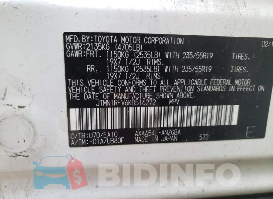 JTMN1RFV6KD516272 Photo# 14