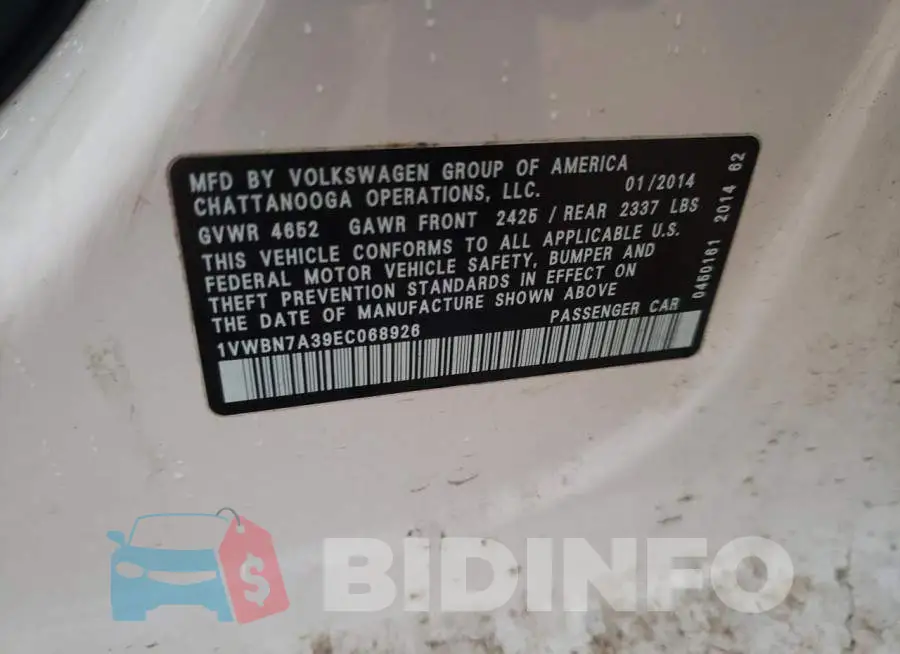 1VWBN7A39EC068926 Photo# 10