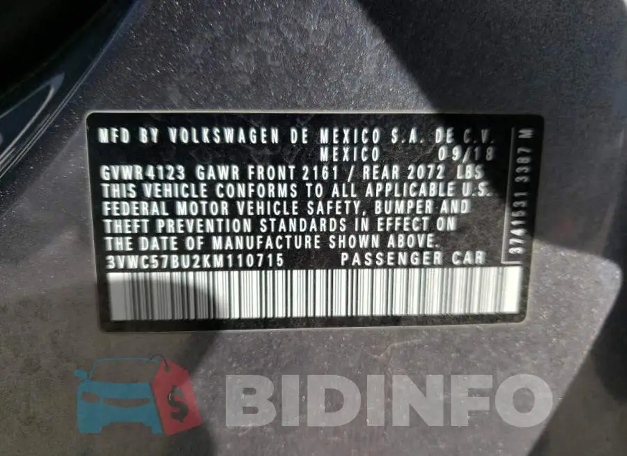 3VWC57BU2KM110715 Photo# 10
