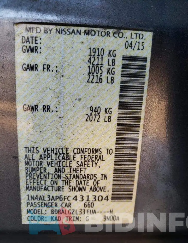 1N4AL3AP6FC431304 Photo# 12