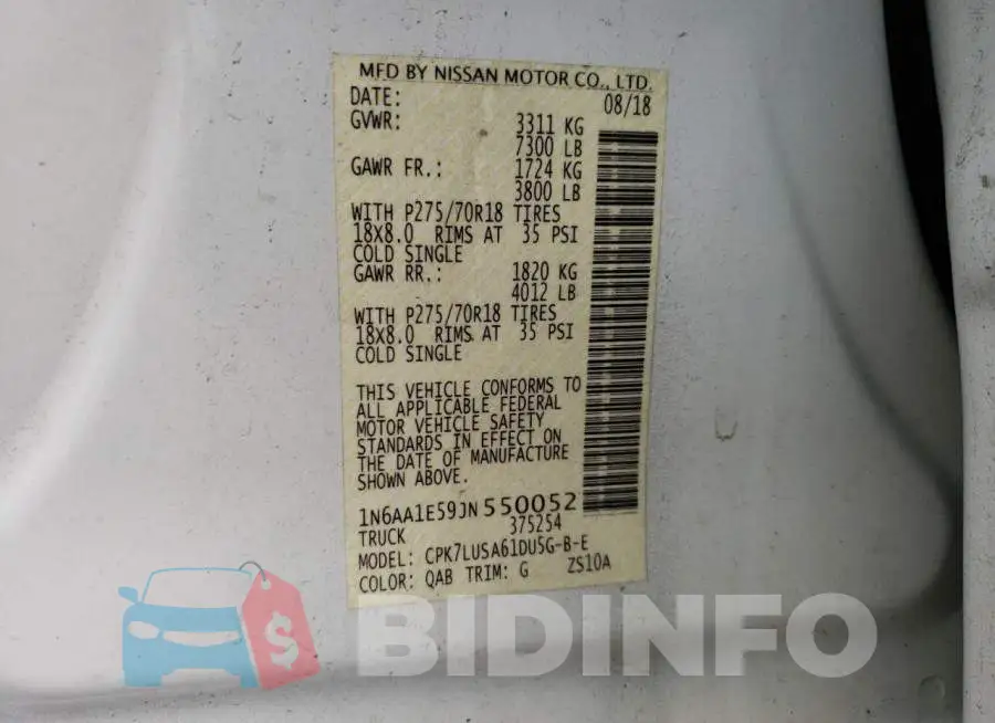 1N6AA1E59JN550052 Photo# 12