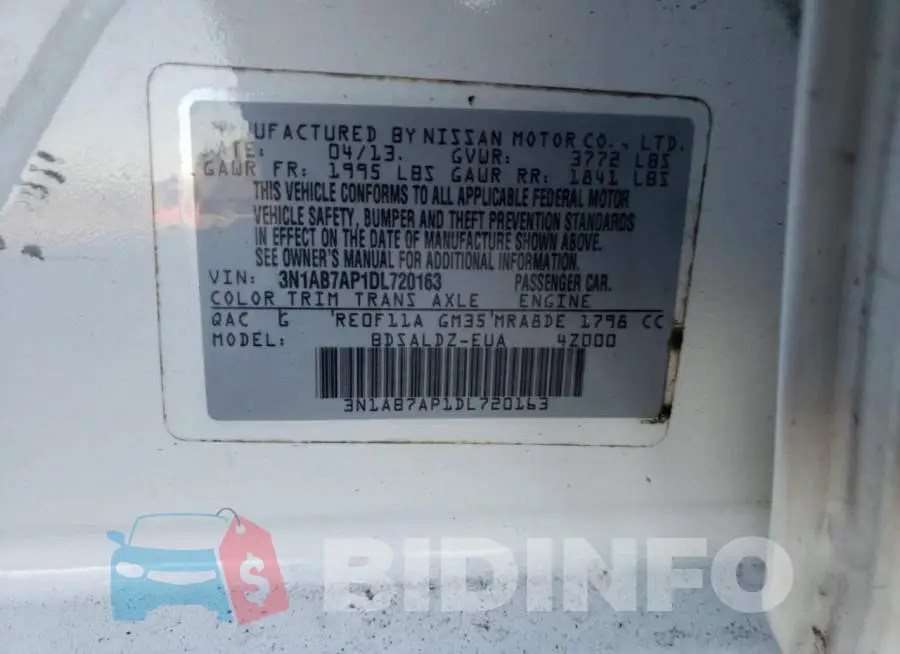 3N1AB7AP1DL720163 Photo# 12