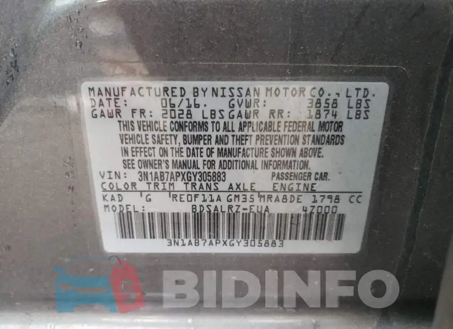 3N1AB7APXGY305883 Photo# 10