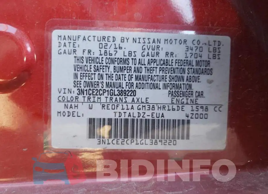 3N1CE2CP1GL389220 Photo# 10