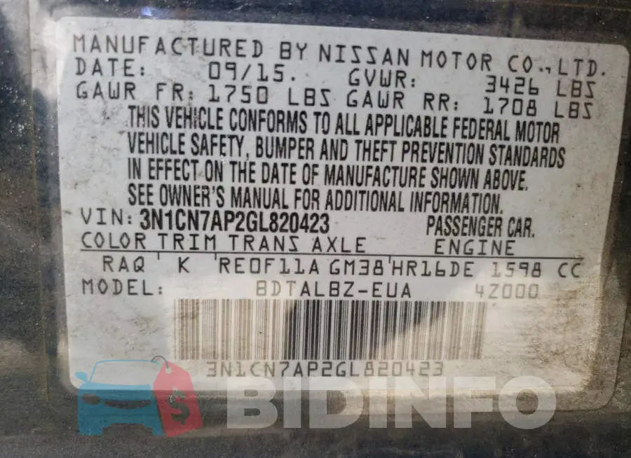 3N1CN7AP2GL820423 Photo# 12