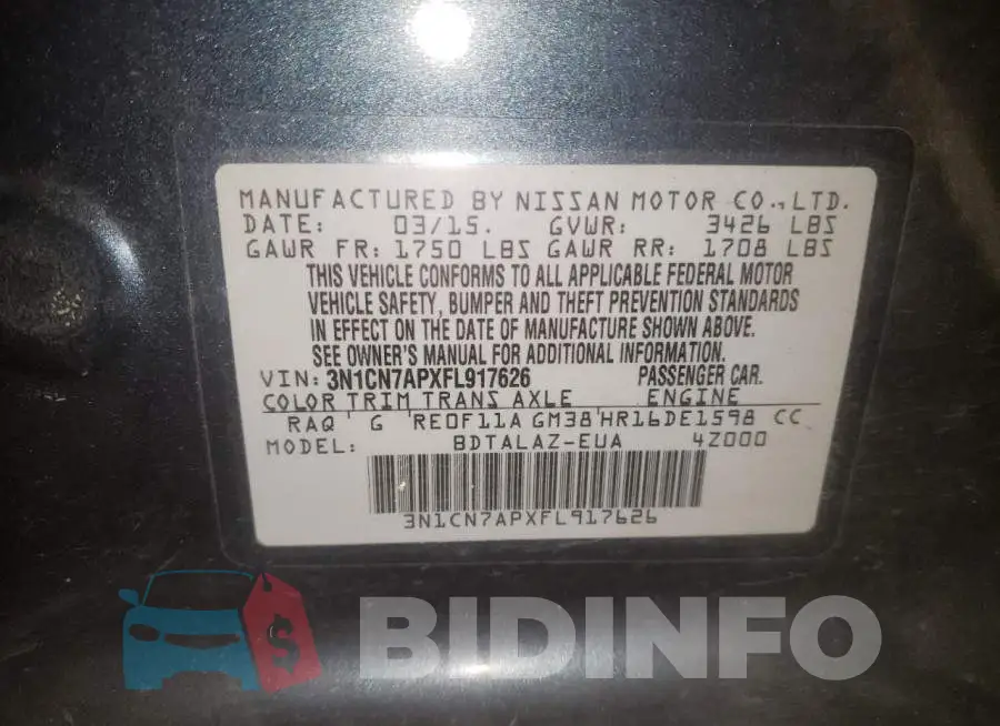 3N1CN7APXFL917626 Photo# 12