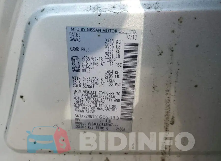 5N1AR2MN1EC605433 Photo# 12