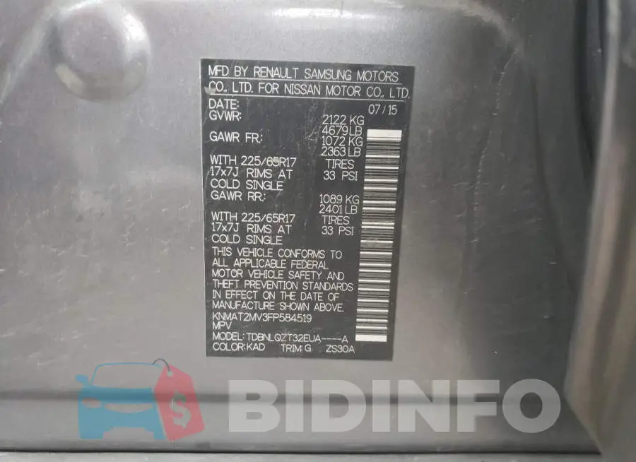 KNMAT2MV3FP584519 Photo# 13