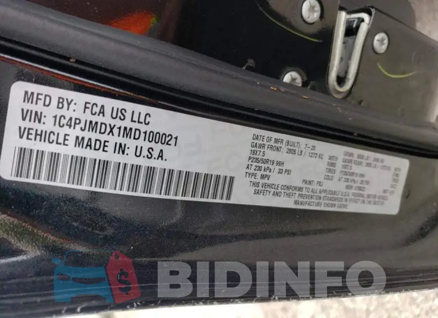 1C4PJMDX1MD100021 Photo# 10