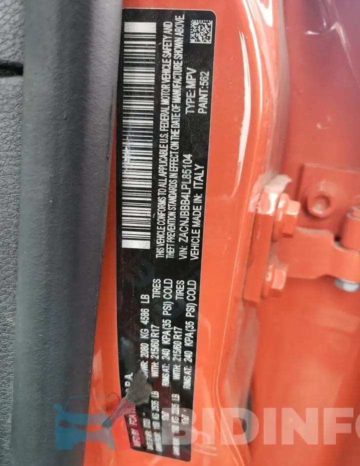 ZACNJBBB4LPL85104 Photo# 10