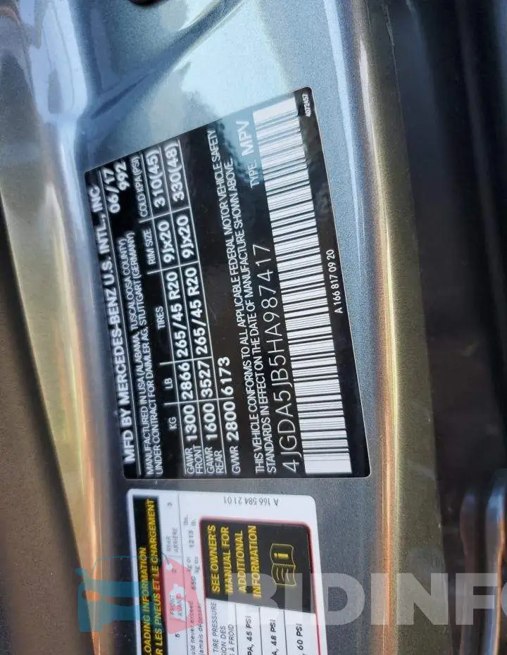 4JGDA5JB5HA987417 Photo# 10