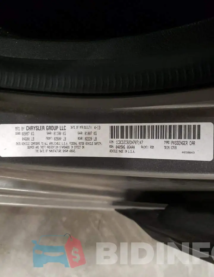 1C3CDZCB2DN707147 Photo# 10