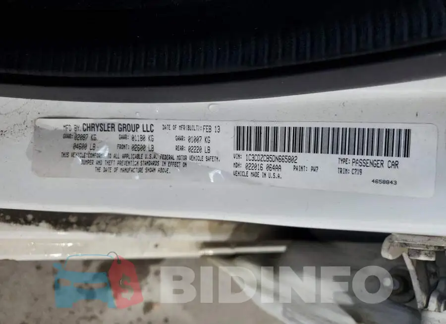 1C3CDZCB5DN665802 Photo# 12