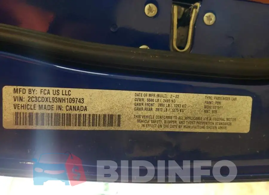 2C3CDXL93NH109743 Photo# 10