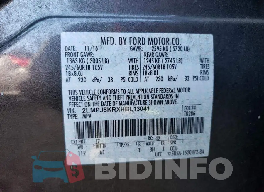 2LMPJ8KRXHBL13041 Photo# 10