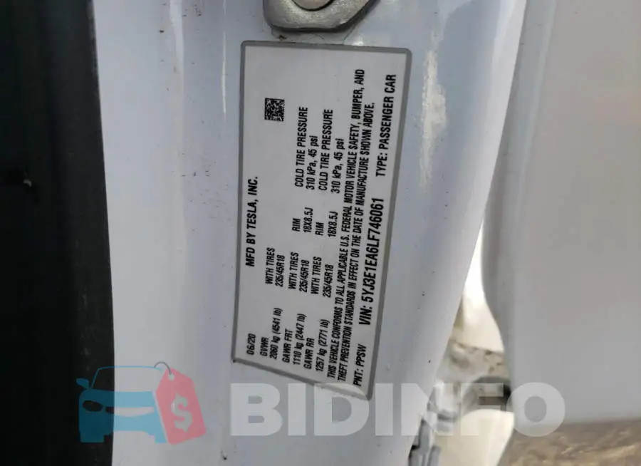 5YJ3E1EA6LF746061 Photo# 10