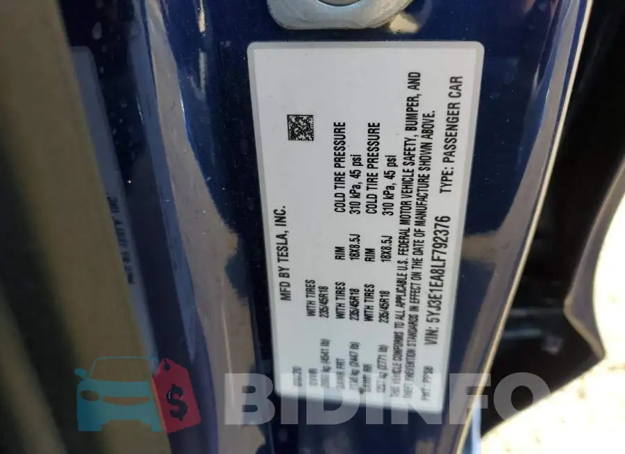 5YJ3E1EA8LF792376 Photo# 12