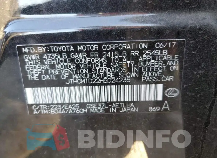 JTHCM1D22H5024235 Photo# 13