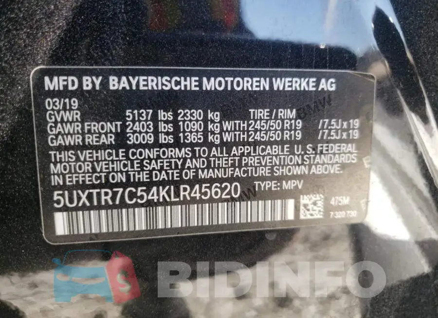 5UXTR7C54KLR45245 Photo# 10