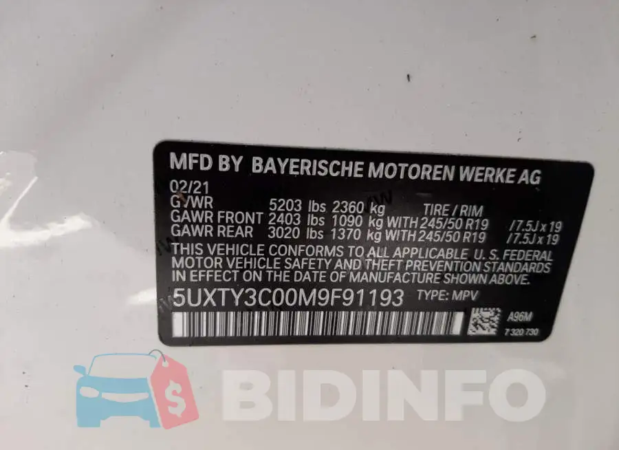 5UXTY3C00M9F91193 Photo# 10