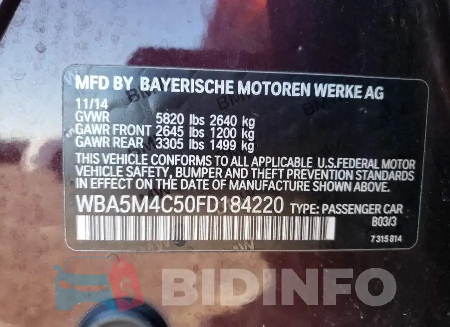 WBA5M4C50FD184220 Photo# 10