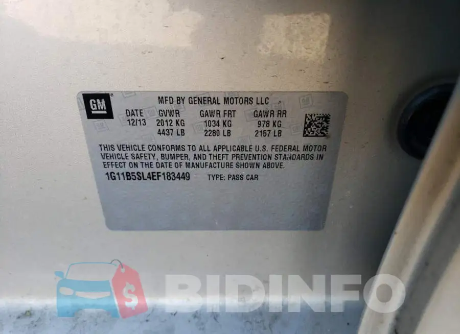 1G11B5SL4EF183449 Photo# 14