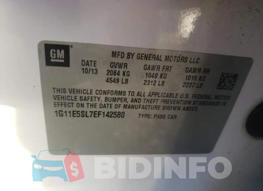 1G11E5SL7EF142580 Photo# 10