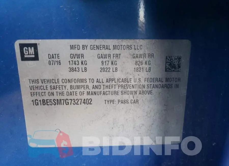 1G1BE5SM7G7327402 Photo# 10