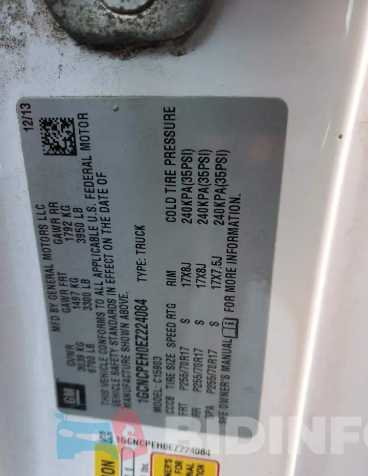 1GCNCPEH0EZ224084 Photo# 10