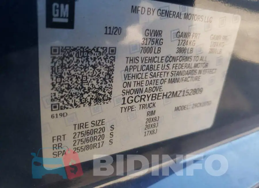 1GCRYBEH2MZ152809 Photo# 13