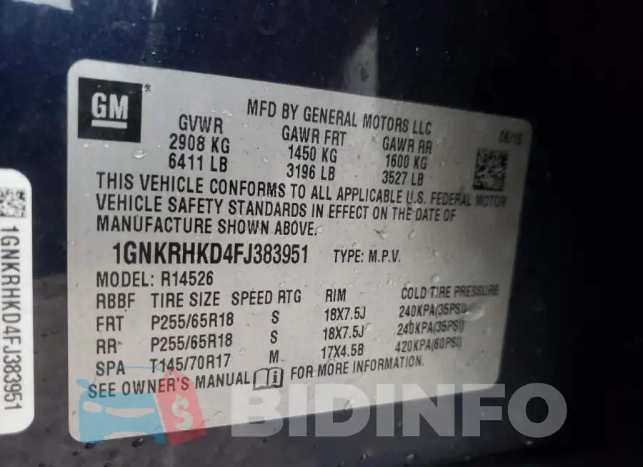 1GNKRHKD4FJ383951 Photo# 10